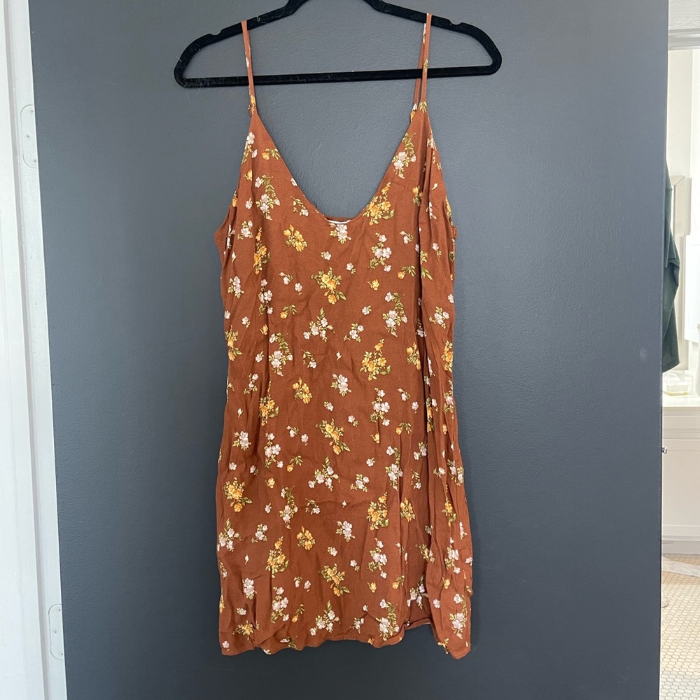 Reformation 🍸 Rust Floral Slip Mini Dress
